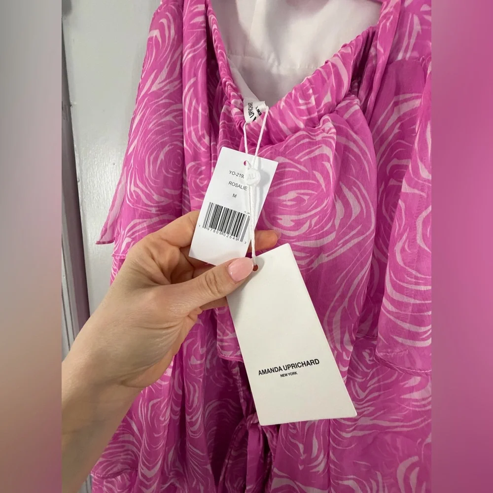 Strapless Amanda Uprichard Pink Tiered Maxi Dress (wedding guest) - Picture 11 of 11